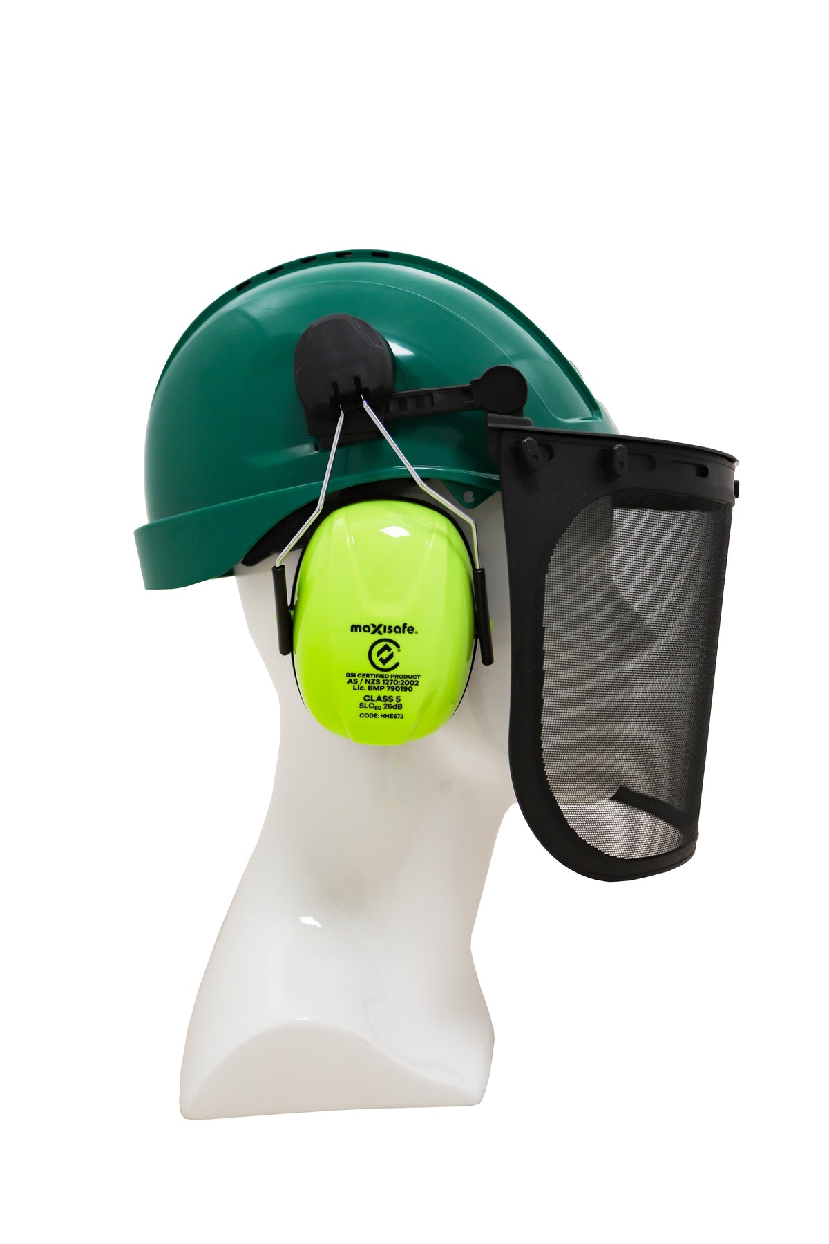 Forestry Kit - Green Helmet with Mesh Visor & Earmuff - view 3