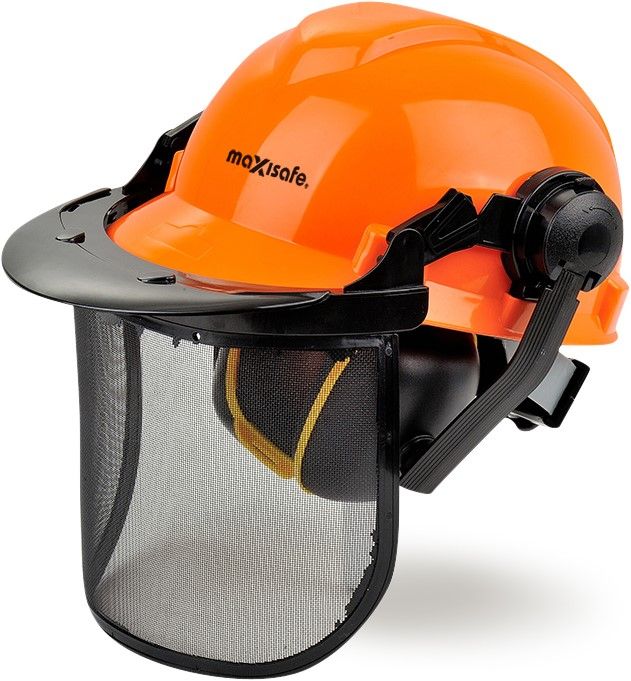 Forestry Kit with Orange Hard Hat Mesh Visor and Earmuffs - view 1