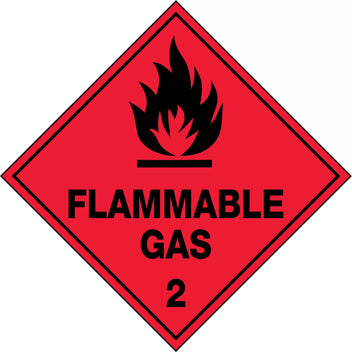 100x100mm Flammable Gas 2 Labels | Gas Storage | Uniform Safety Signs