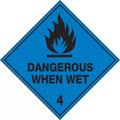 Magnetic Dangerous When Wet 4 Label | Chemical Storage | Uniform Safety Signs