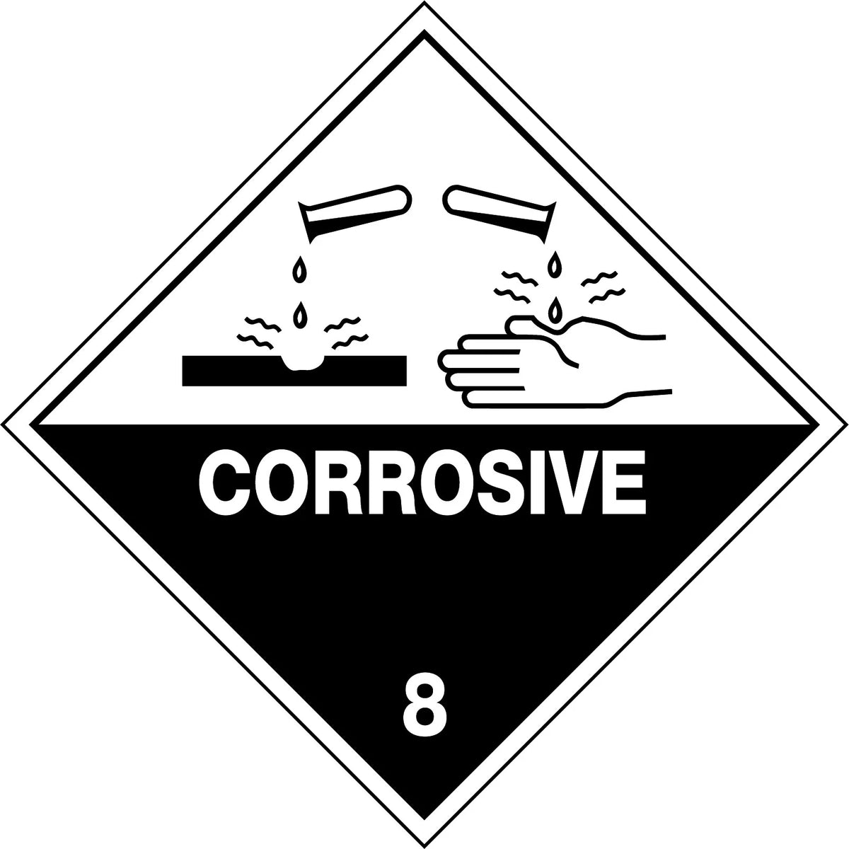Magnetic Corrosive 8 Labels | Chemical Storage | Uniform Safety Signs
