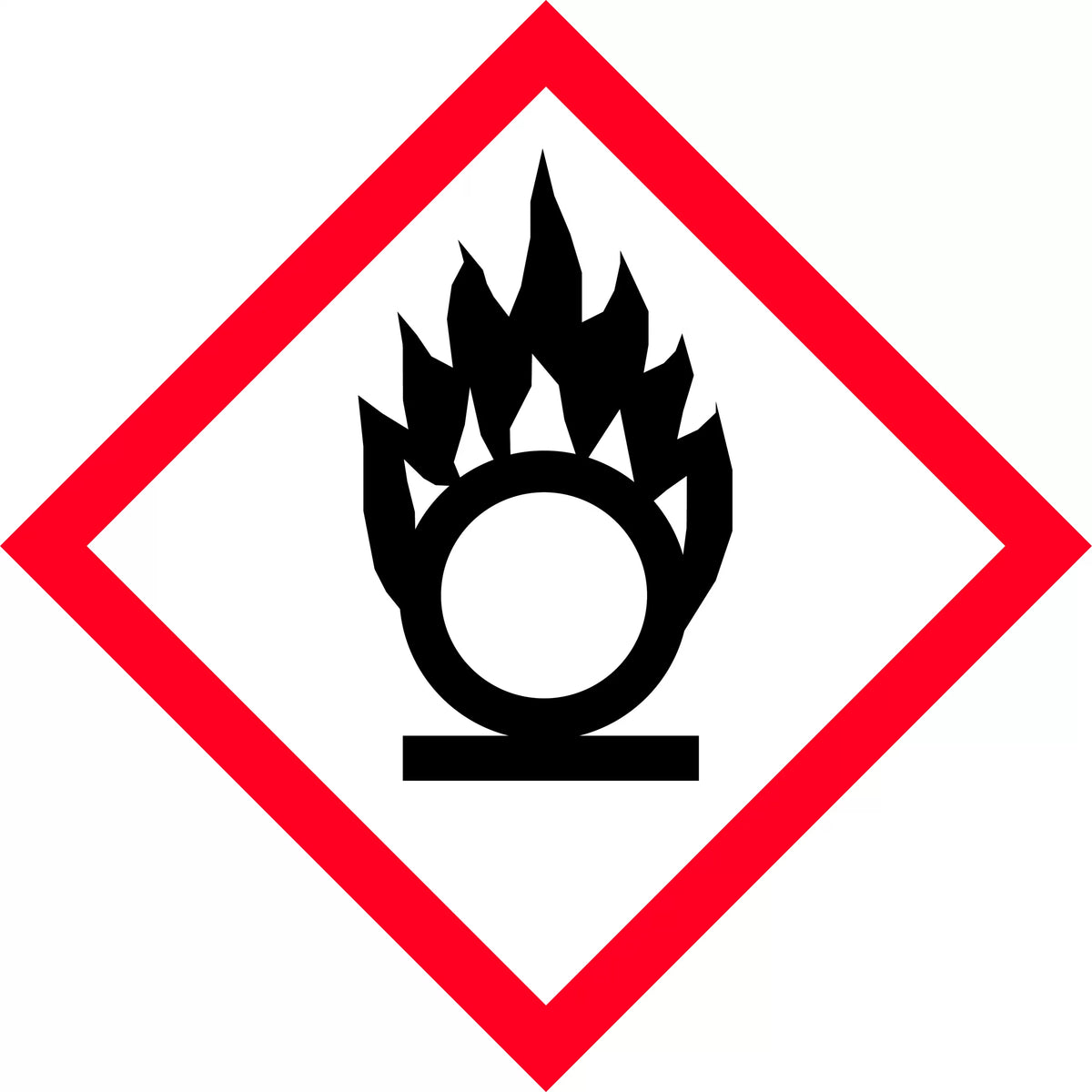 50x50mm Oxidising Picto Labels | Chemical Storage | Uniform Safety Signs