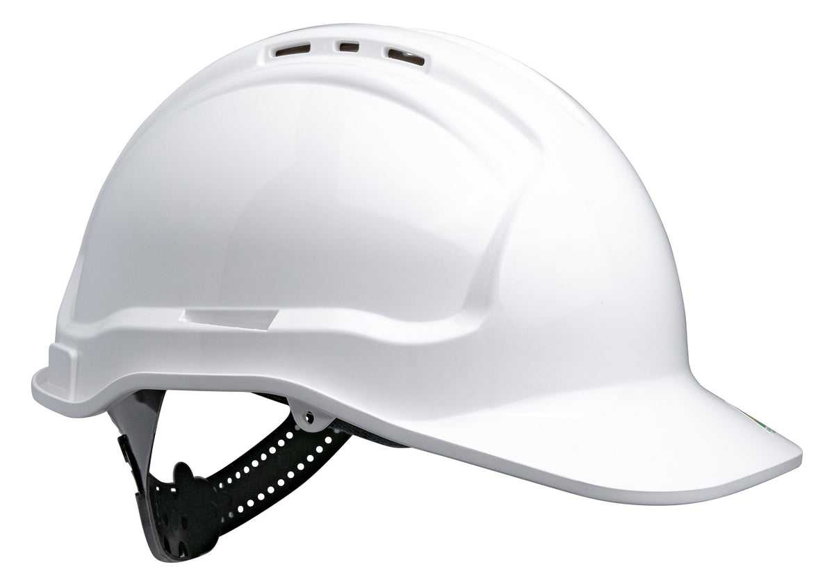 Vented Hard Hat with Sliplock Harness - White