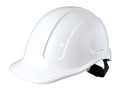 White Unvented Hard Hat with Sliplock Harness