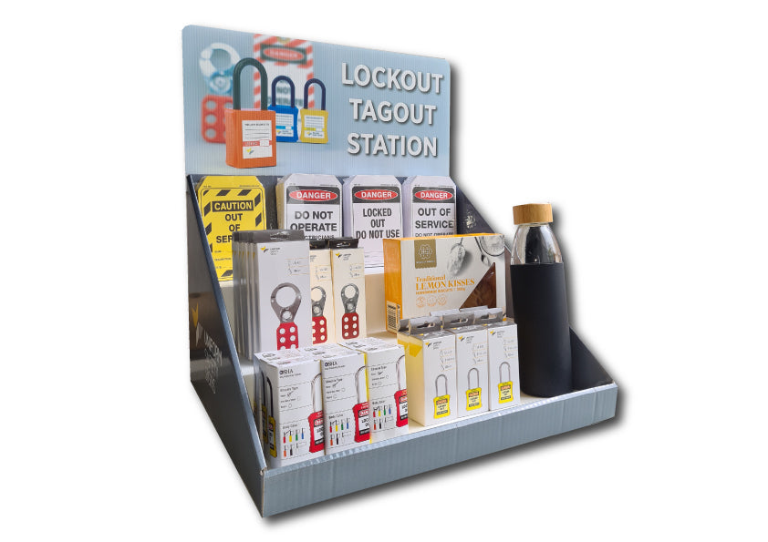 Lockout Tagout Counter Top Display Stand | Workshops | Uniform Safety Signs