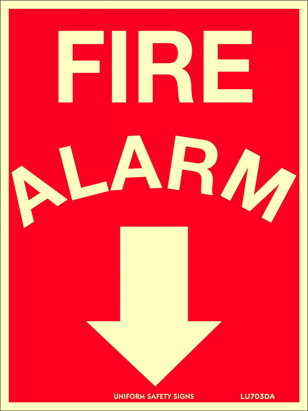Luminous Fire Alarm Arrow Down | Mining & Construction | Uniform Safety Signs