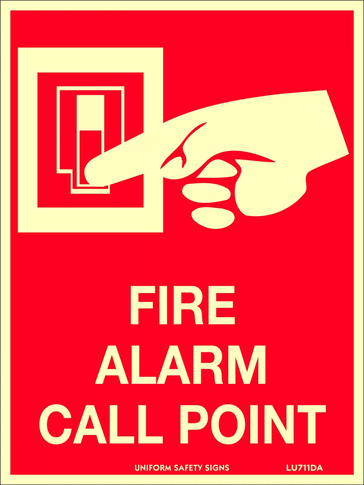 180x240mm Poly Luminous Fire Alarm Call Point Sign | Uniform Safety Signs