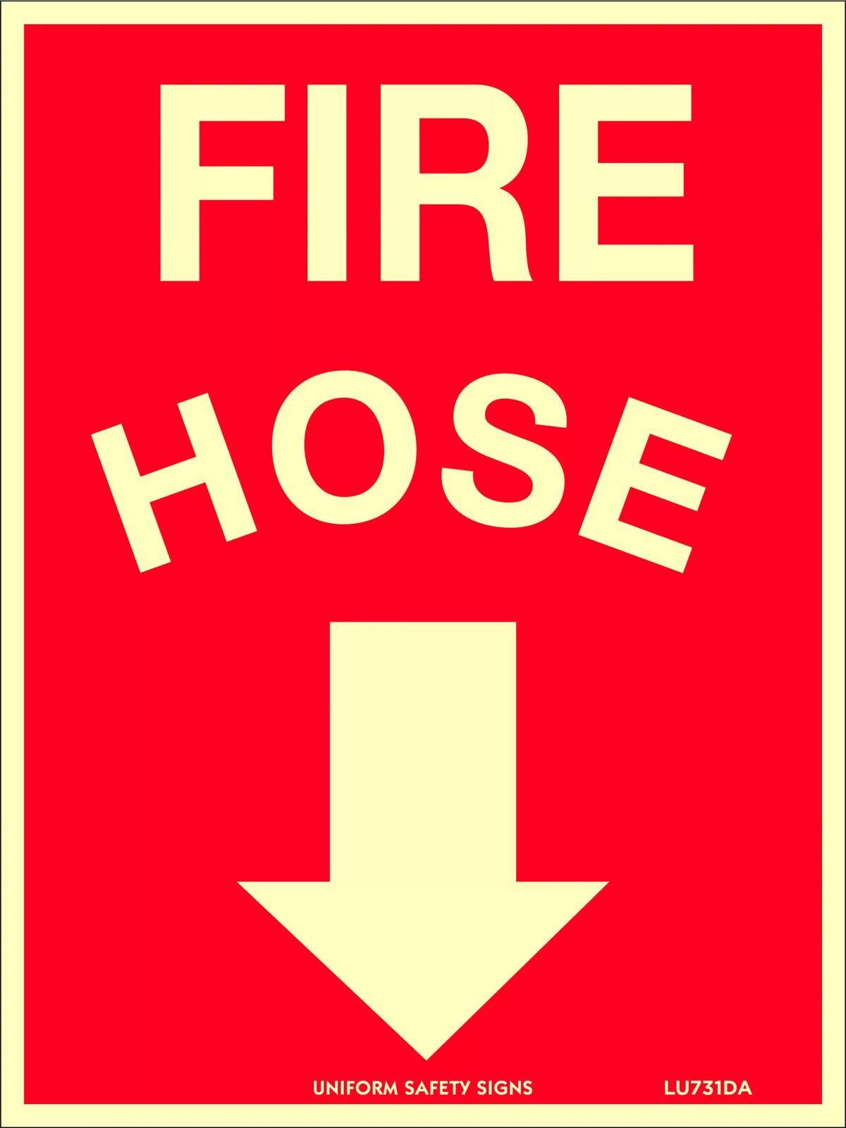 180x240mm Poly Luminous Fire Hose Sign | Uniform Safety Signs