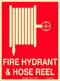 180x240mm Poly Luminous Fire Hydrant Hose Reel Sign | Uniform Safety Signs