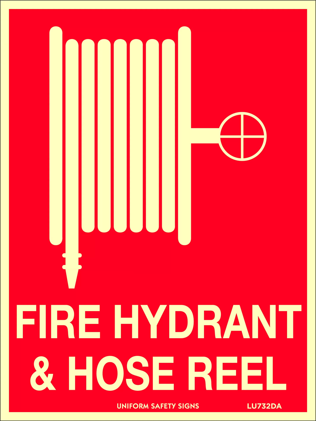 180x240mm Poly Luminous Fire Hydrant Hose Reel Sign | Uniform Safety Signs