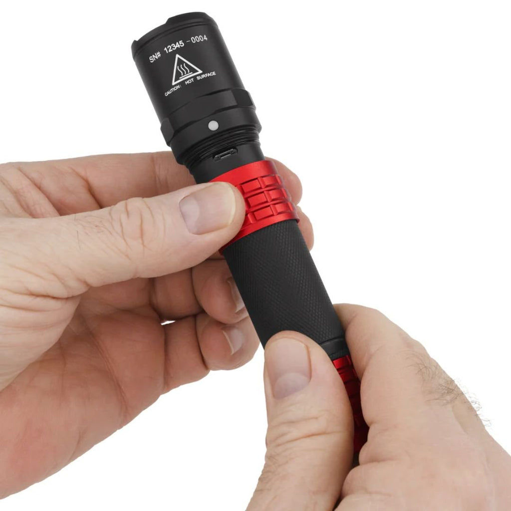 Red USB Tactical Flashlight with Holster - view 2