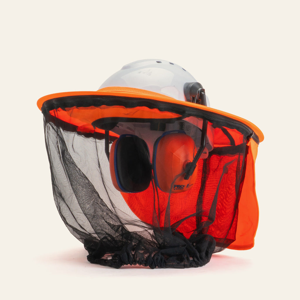 Moondyne Hard Hat Pups - Pop Up Protection System - Brim / Net / Flap - Orange