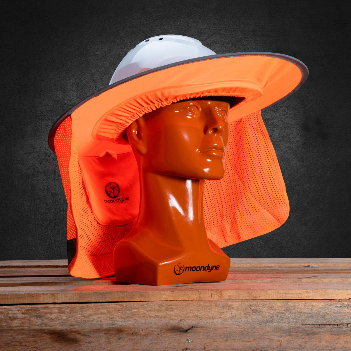 Moondyne Shady Hard Hat Pup - Pop Up Protection - Orange