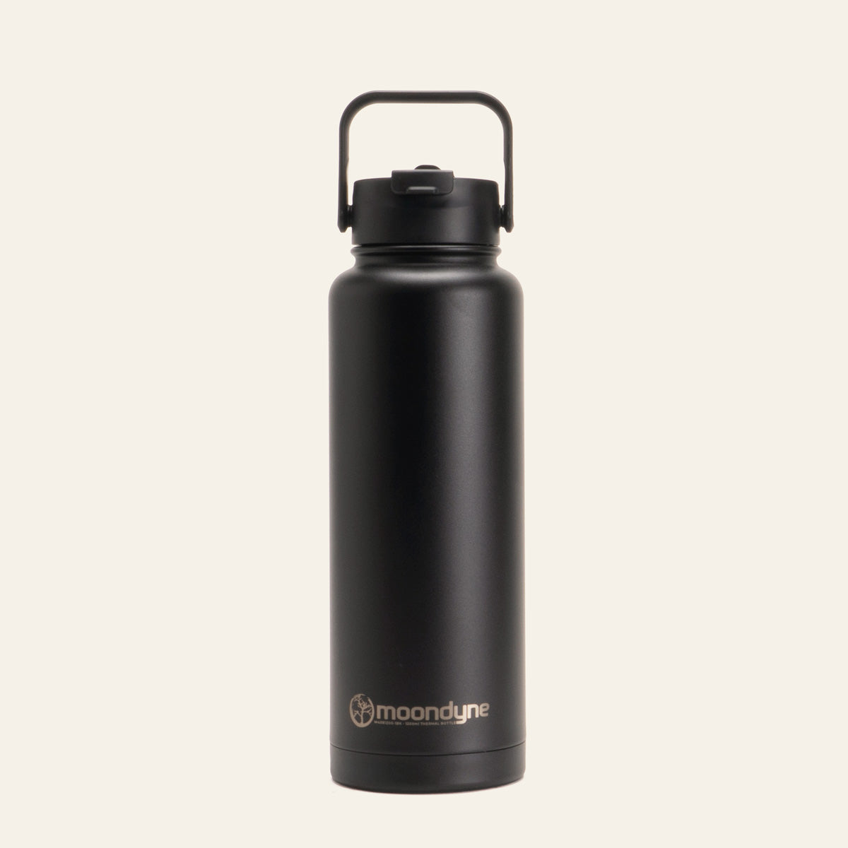 Moondyne 1200ML Stainless Steel Vacuum Thermal Bottle - Black - Combo Lid