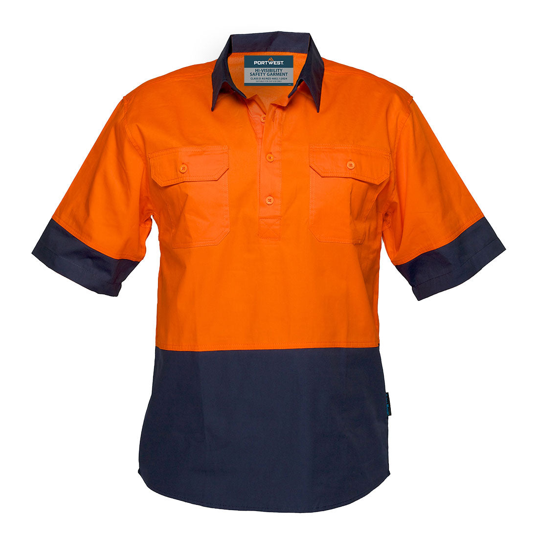 Canberra Hi-Vis Lightweight Contrast 1/2 Button Class D Shirt S/S - view 1
