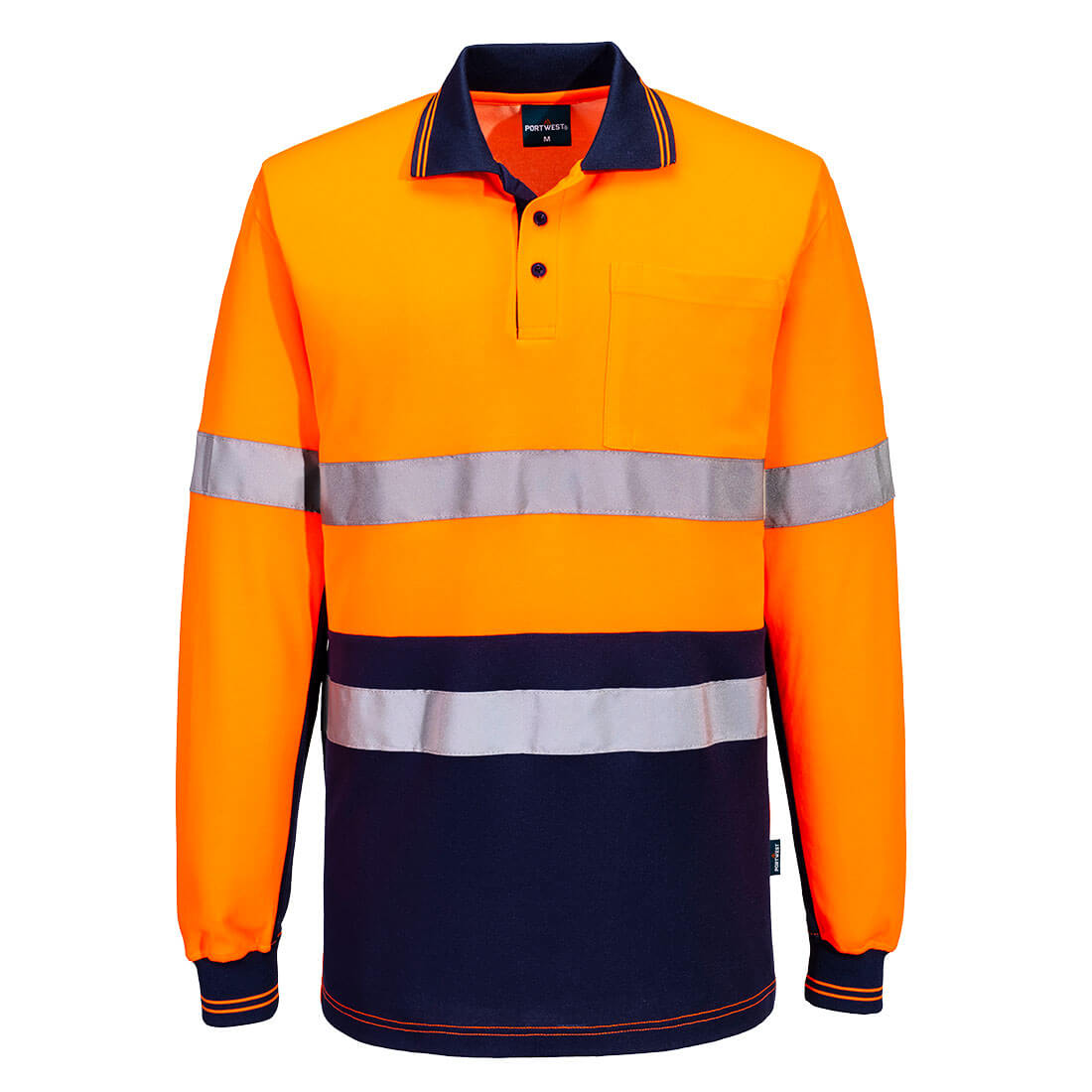 Hi-Vis Class D/N Cotton Comfort Contrast Polo Shirt L/S - view 1