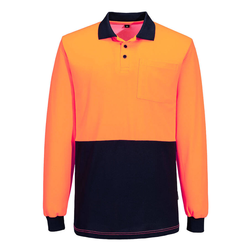 Hi-Vis Cotton Comfort Contrast Class D Polo Shirt L/S - view 1