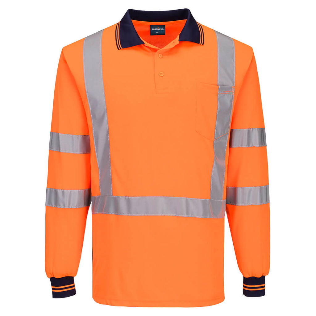 Hi-Vis X Back Polo Shirt Long Sleeve - view 2