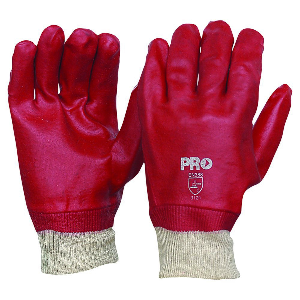 Red PVC and Knit Wrist Gloves