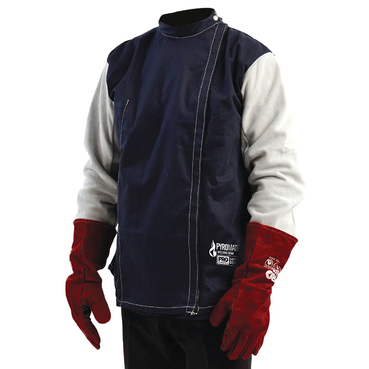 Welders Jacket with Chrome Leather Sleeves and Kevlar Stitching