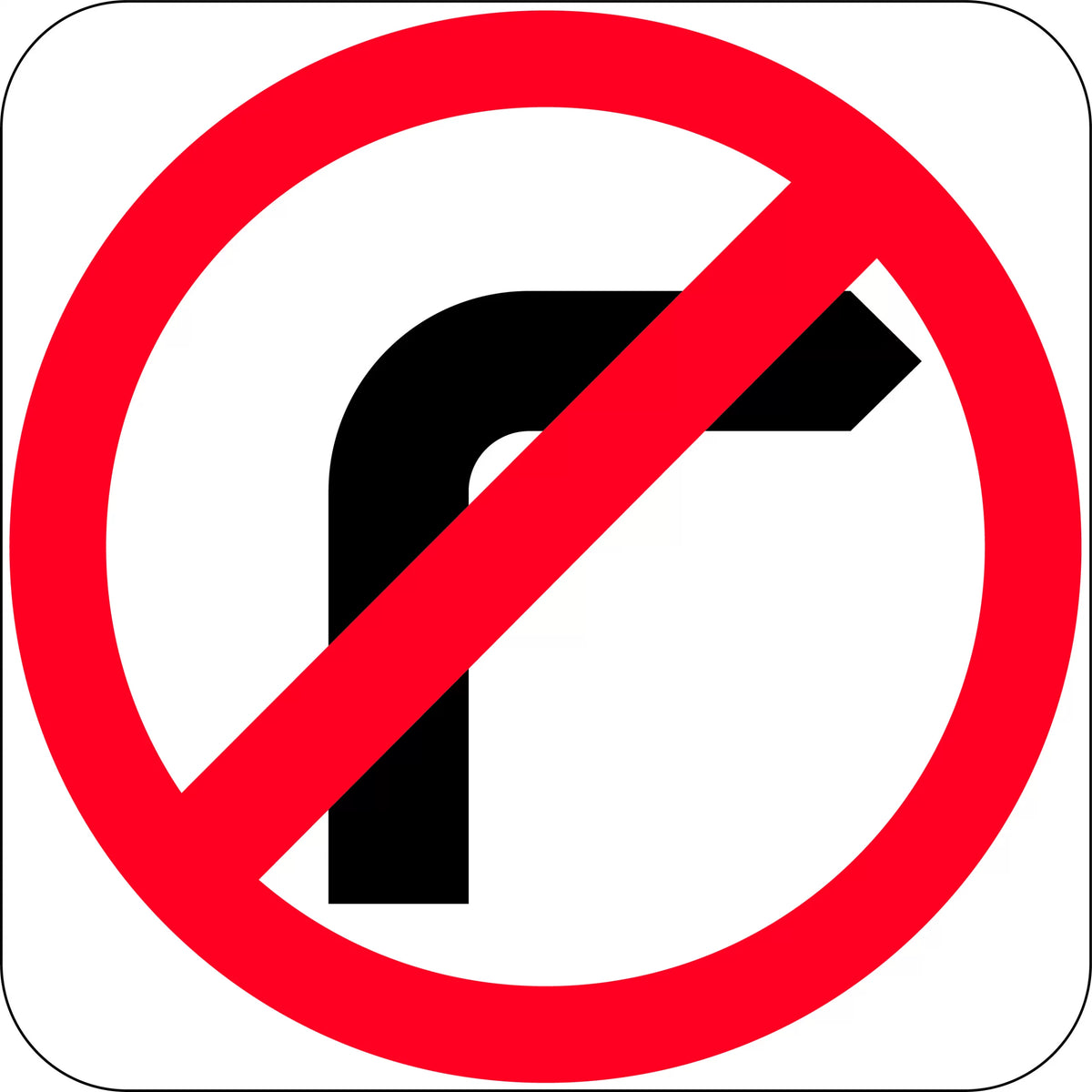 750mm Aluminium No Right Turn Sign | Traffic Control | Uniform Safety Signs