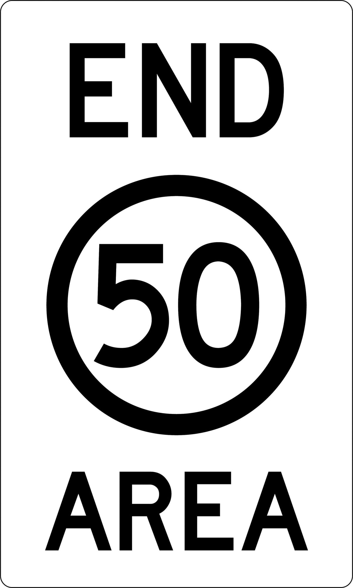 Aluminium End 50km Area Sign | Site Traffic Control | Uniform Safety Signs