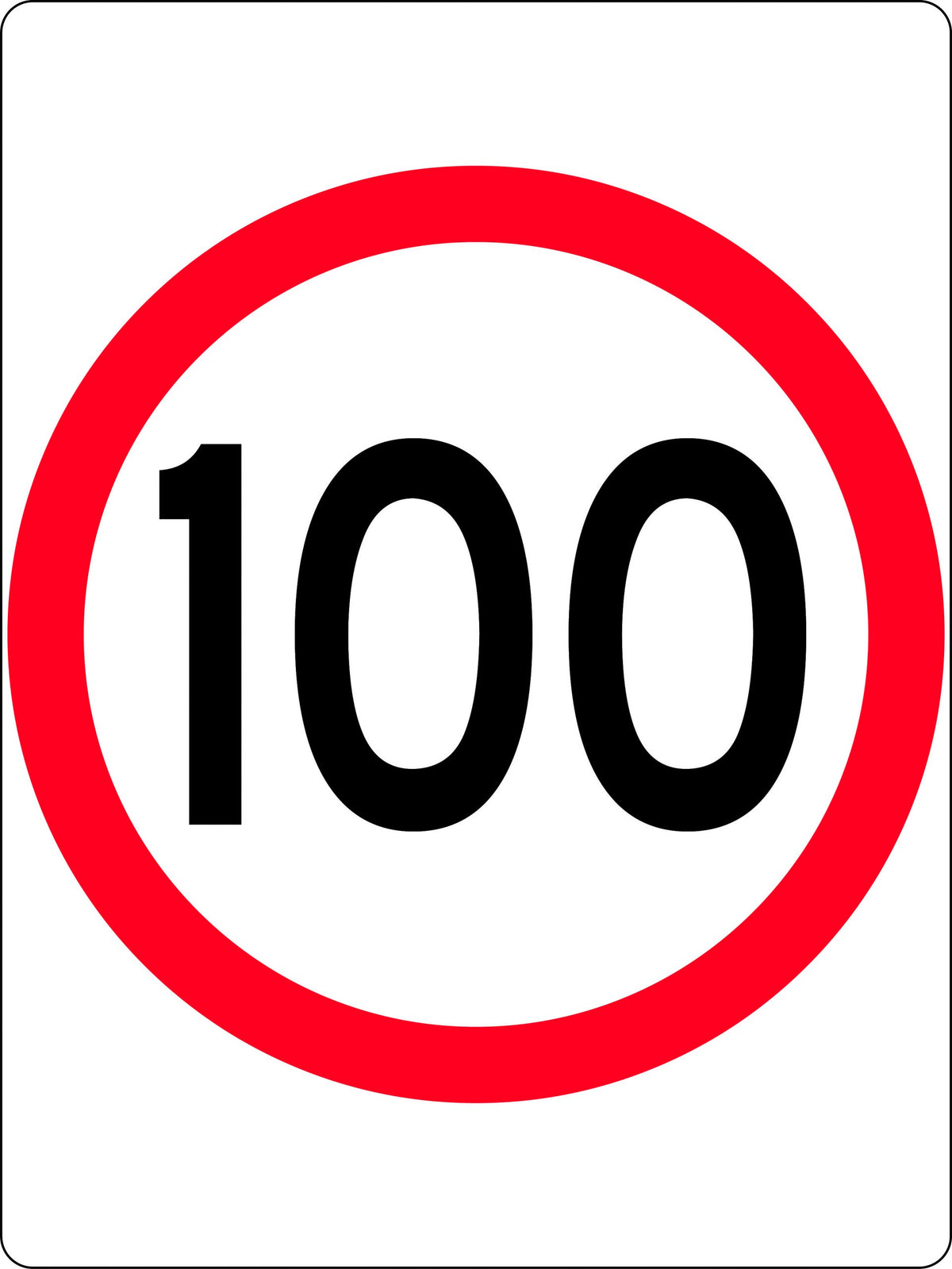 Aluminium 100km Speed Restriction | Roadworks | Uniform Safety Signs