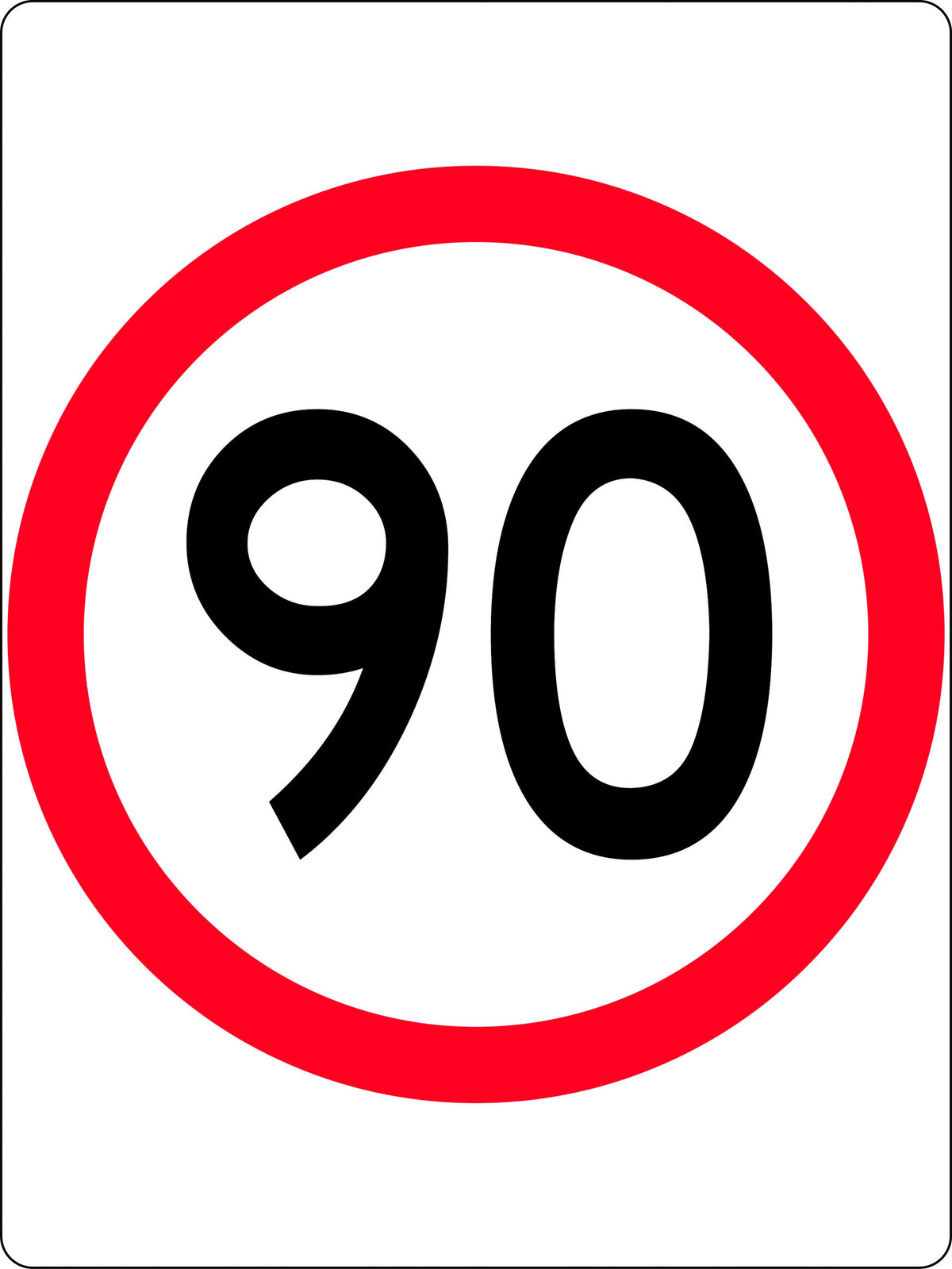 90km Speed Restriction Roundel | Industrial Site Access | Uniform Safety Signs