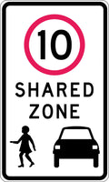 450x750mm Aluminium Class 1 10 Shared Zone Sign