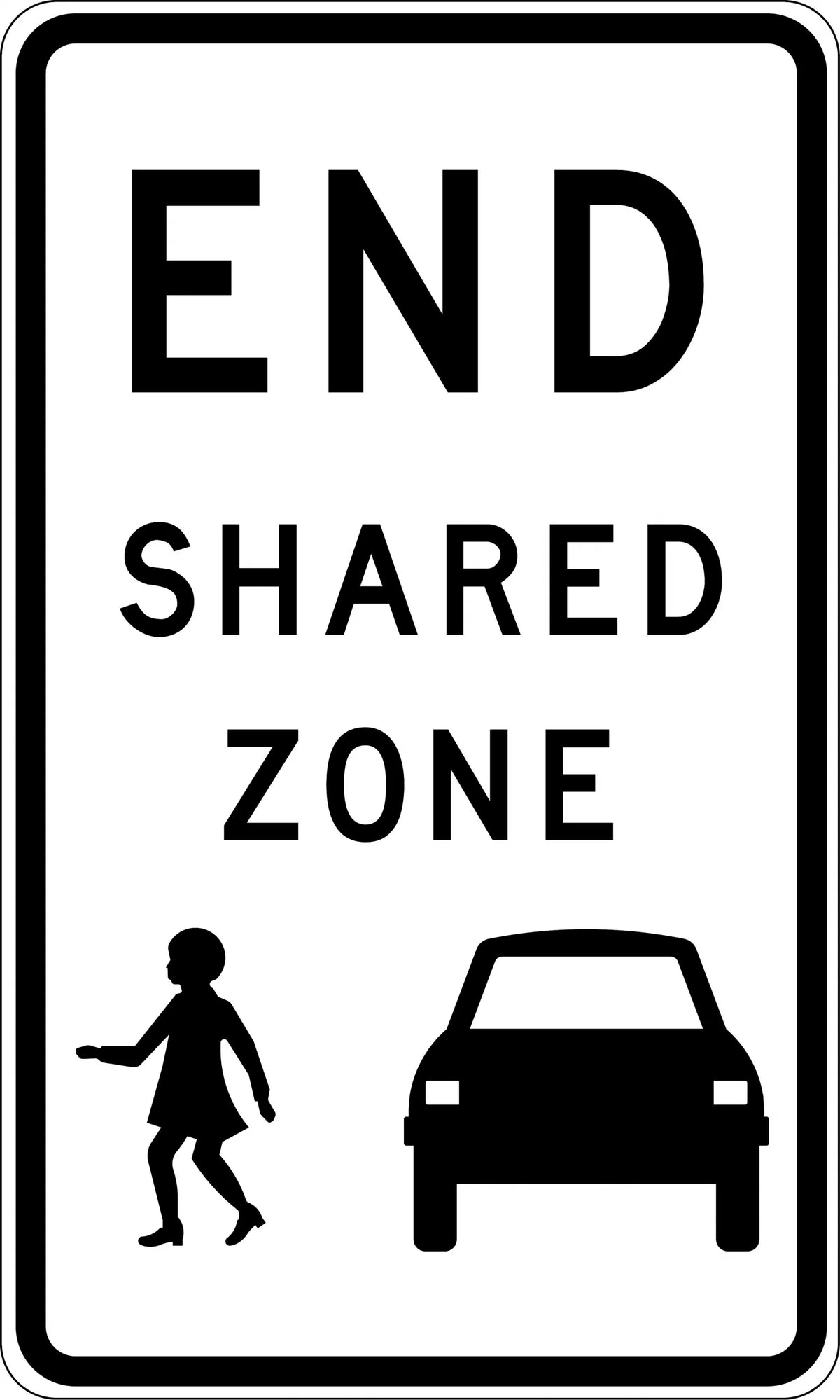 Aluminium End Shared Zone Sign | Urban Traffic Control | Uniform Safety Signs