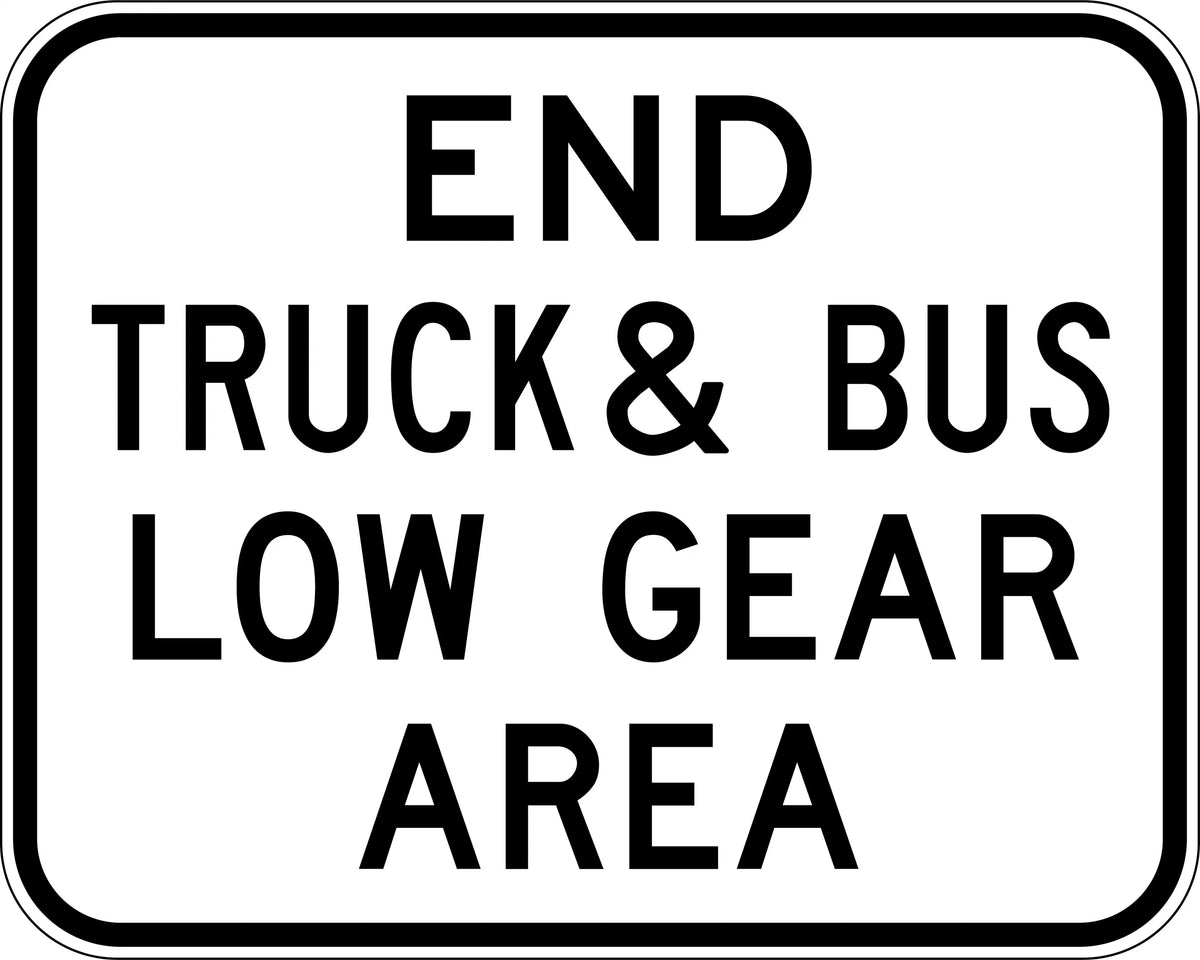 1500x1200mm Low Gear Area Sign | Heavy Vehicle Zones | Uniform Safety Signs