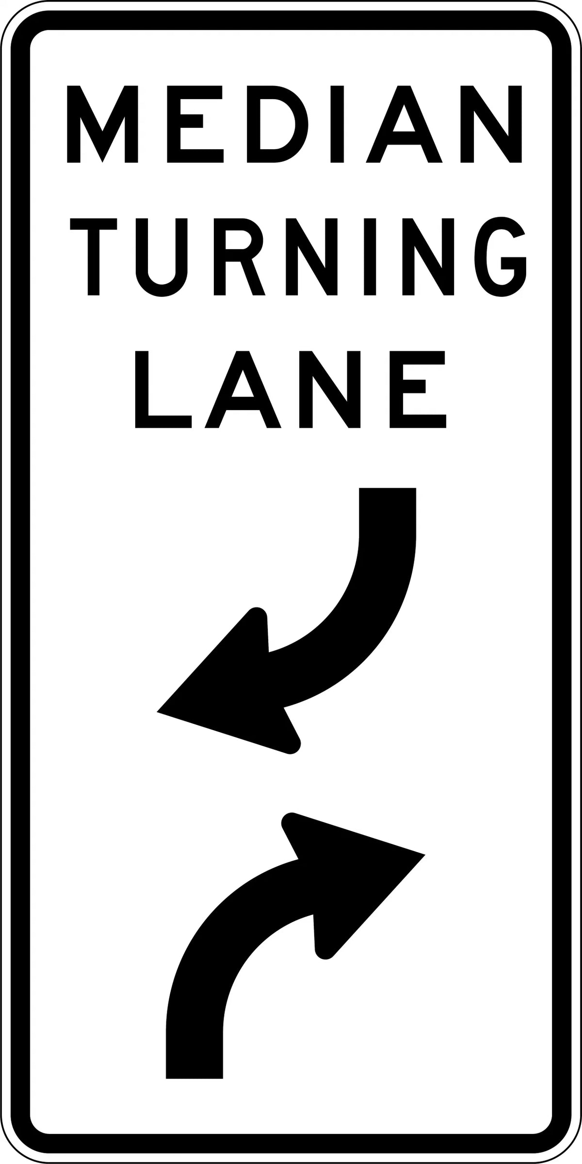 Aluminium Median Turning Lane Sign | Roadworks | Uniform Safety Signs