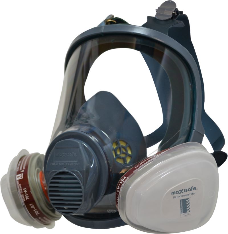 Full Face Silicone Respirator with A1P2 Filter-Large