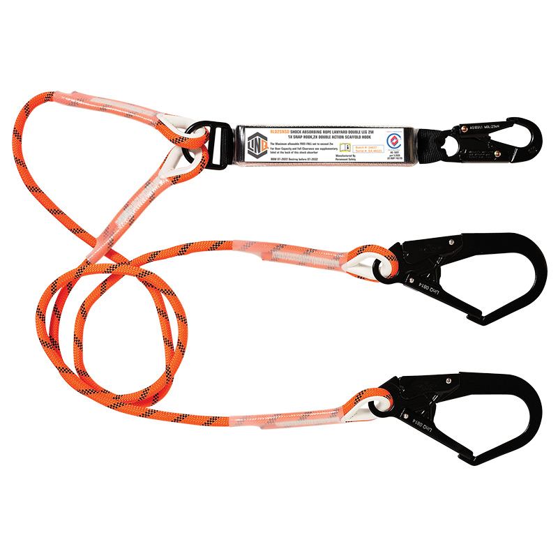 Double Leg Shock Absorb Lanyard with Hardware