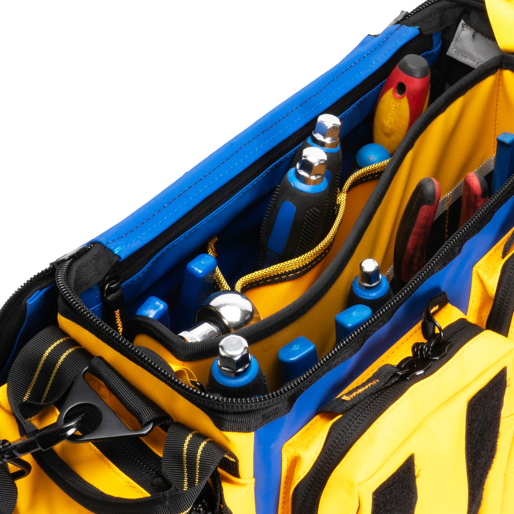 Rugged Xtremes B506 WORKMATE TOOL BAG 400 x 160 x 300mm YEL/BLU PCC 17L Internal + Pockets 2.2kg