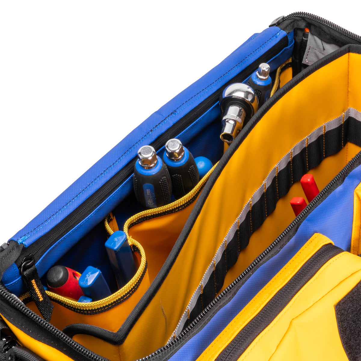 Rugged Xtremes B512 WORKMATE TOOL BAG 500 x 200 x 300mm YEL/BLU PCC 30L + Pockets 2.8kg