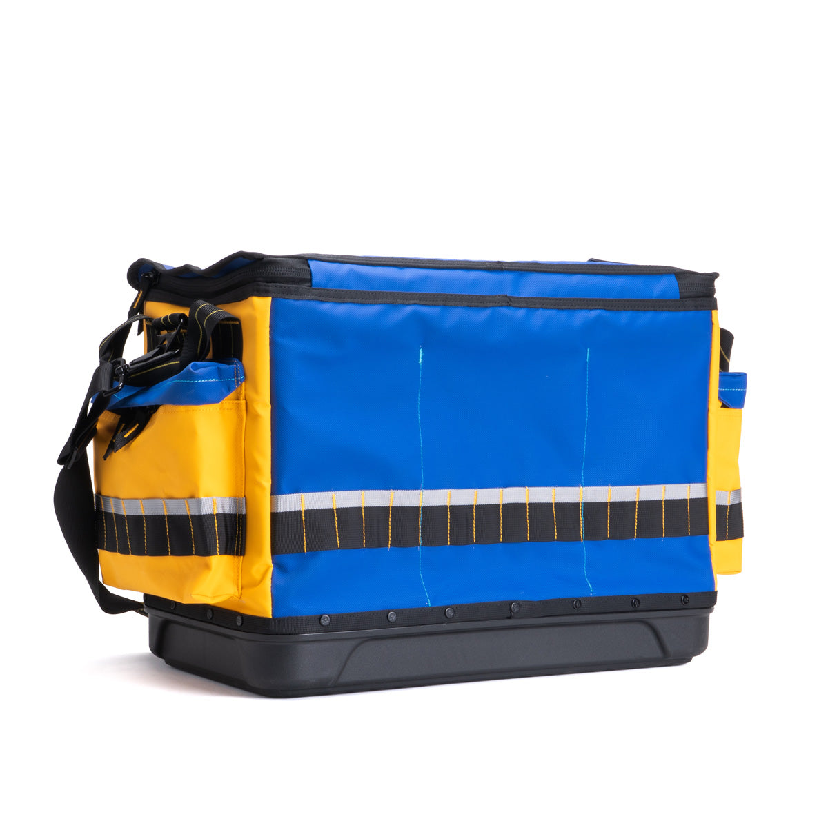 Rugged Xtremes PROFESSIONAL LARGE 500 x 280 x 350mm BLU/YEL PCC 49L 3.7kg 5028 HARD BASE + DBL POCK DIVIDER