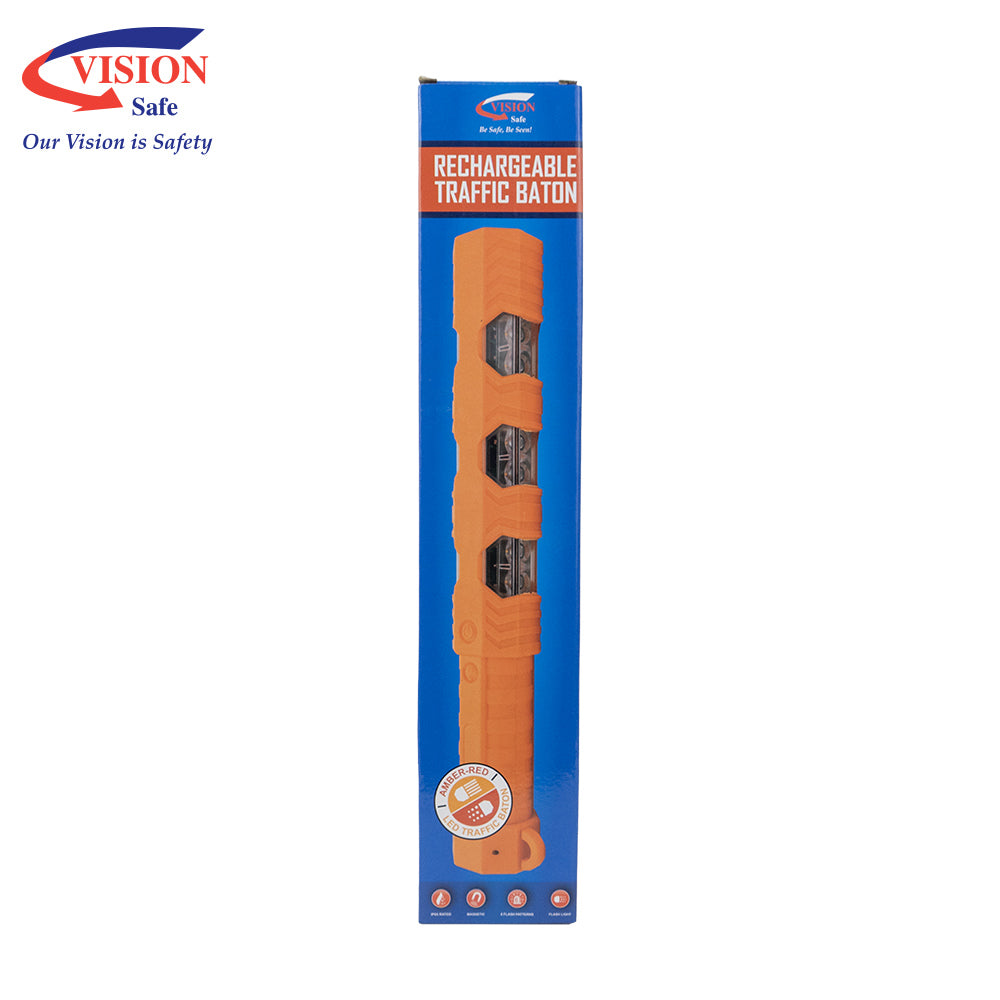 Rechargeable LED Traffic Baton 340mm with Magnetic Base | Vision Safe, view 2