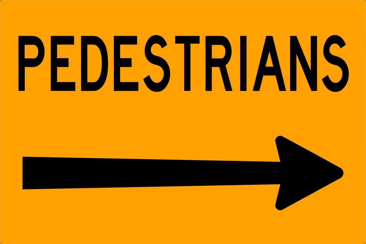 1200x300mm 6mm Corflute Class 1 Reflective Pedestrians Sign | Uniform Safety Signs
