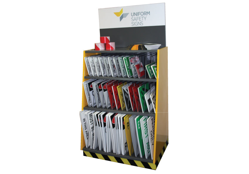 3-Tier Signage Display Stand | Industrial Workplaces | Uniform Safety Signs