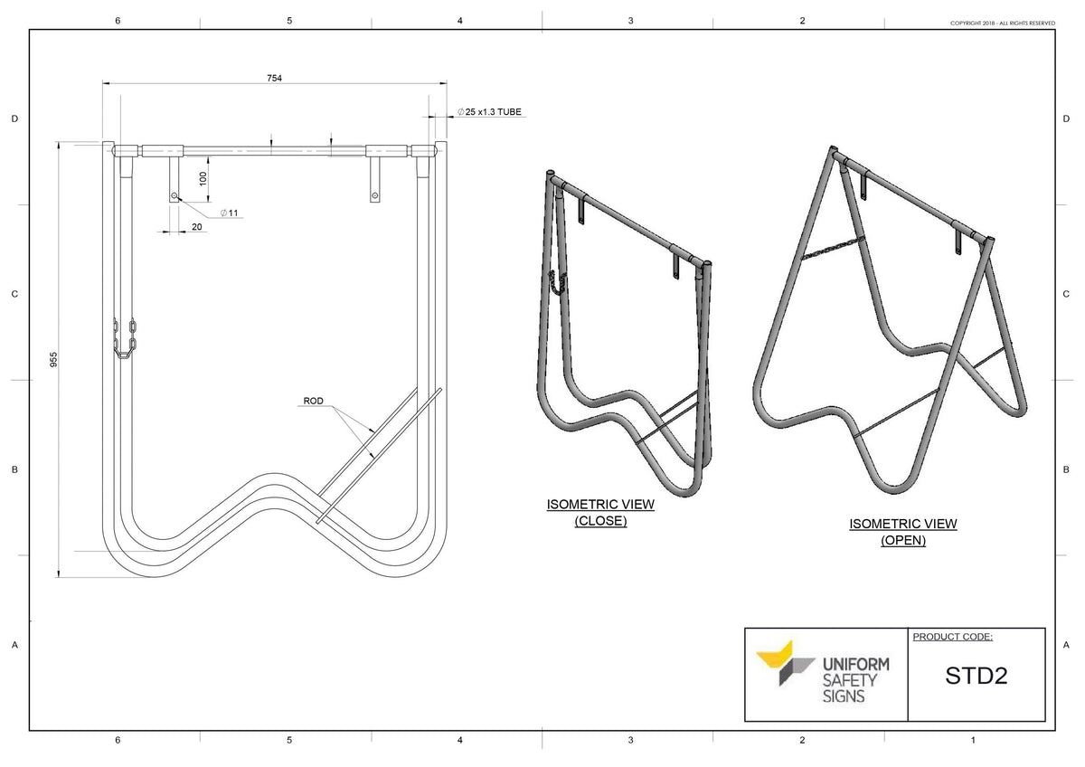 600x600mm Swing Stand | Temporary Site Signage | Uniform Safety Signs, view 3