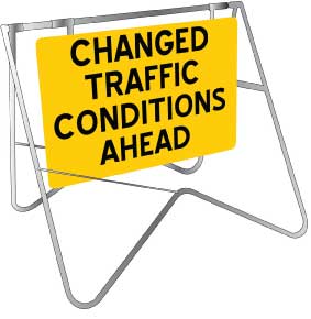 1200x900mm Metal Changed Traffic Conditions Ahead Reflective Sign