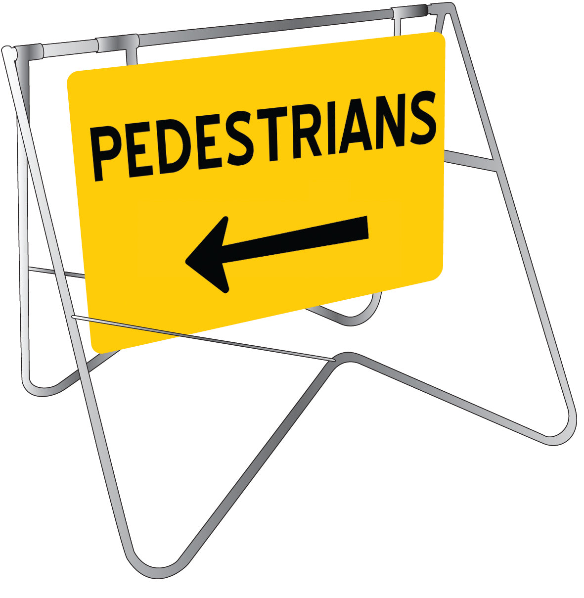 1200x300mm 6mm Corflute Pedestrians Left Arrow Reflective Sign