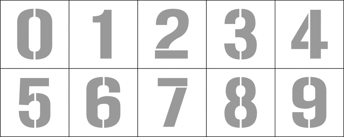 150mm Poly Stencil Number Set | Warehouse Floor Marking | Uniform Safety Signs