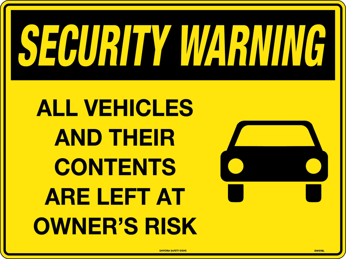 Poly Security Warning Sign | Car Parks | Uniform Safety Signs