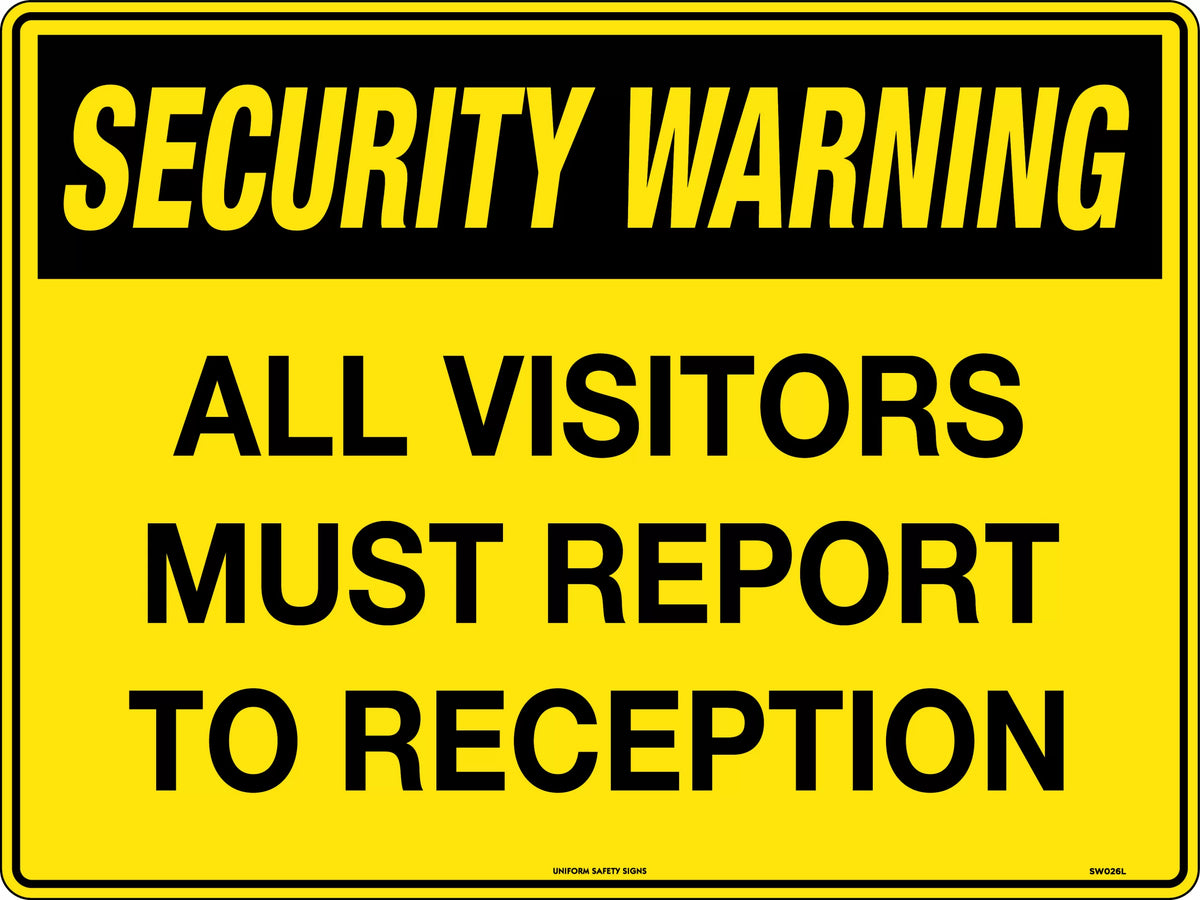 Security Metal Visitor Report Sign | Reception Areas | Uniform Safety Signs