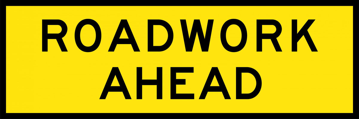 900x600mm Metal Roadwork Ahead Reflective Sign