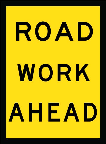 900x600mm 6mm Corflute Road Work Ahead Reflective Sign