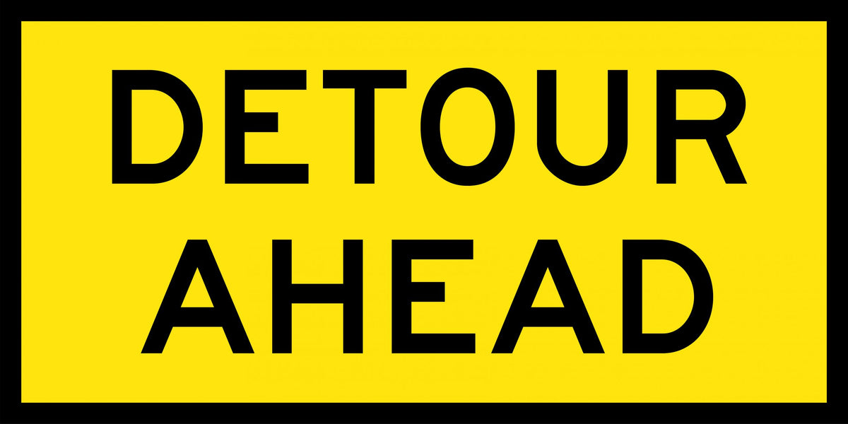 900x600mm Metal Class 1 Reflective Detour Ahead Sign