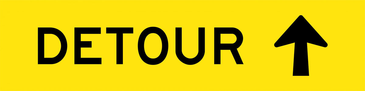 1200x300mm 6mm Corflute Detour Straight Arrow Reflective Sign
